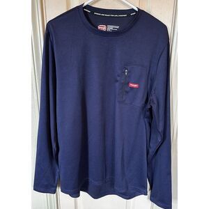 Wrangler Workwear Mens XL Blue Long Sleeve With Zip Pocket Shirt